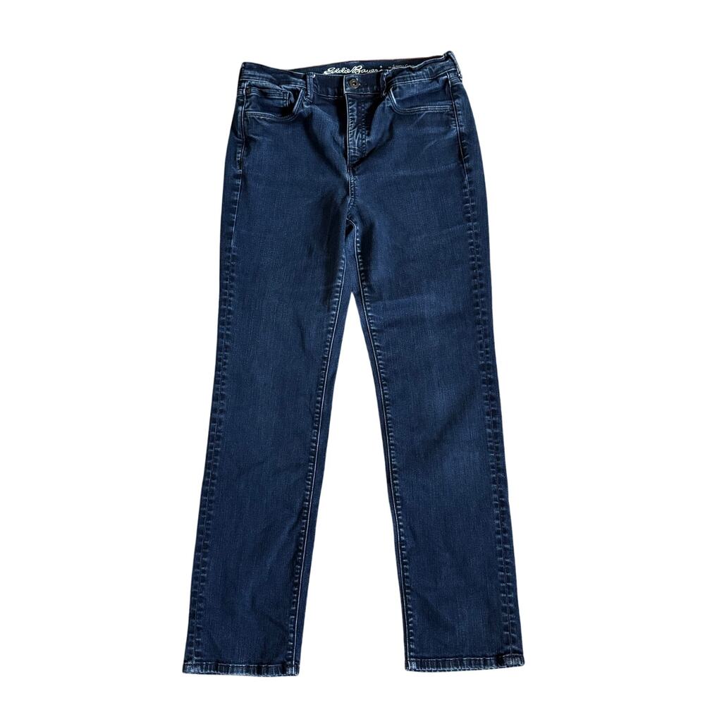 Eddie Bauer Jeans Womens 12 Slightly Curvy High Rise Blue Denim Slim Straight